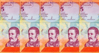 5 Bolivares Venezuela, Jose Felix Riba 'nın portresiyle. Venezuela 'nın parası.
