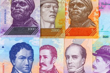 Venezuela parası. Venezuela 'nın ulusal para biriminin kağıt banknotları..