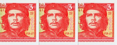 Ernesto Che Guevara 'nın portresiyle Küba' dan 3 peso. Küba 'nın antika parası