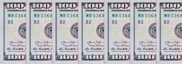 Tasarım amaçlı 100 dolarlık banknotun bir parçası. Amerika Birleşik Devletleri 'nin parası..