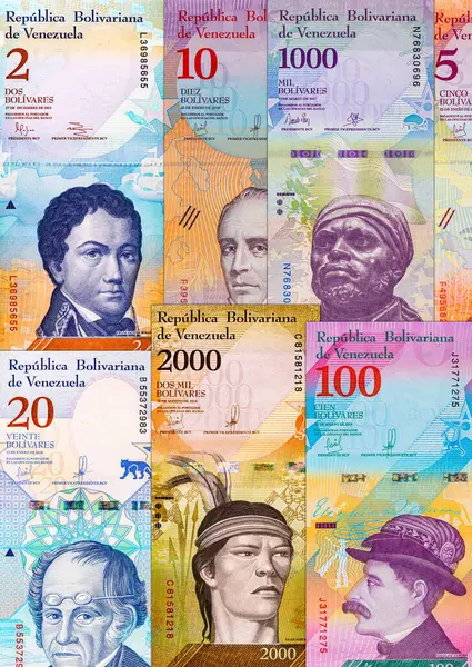 Venezuela Bolivar banknotu. Venezuela parası. Kağıt para arkaplanı.
