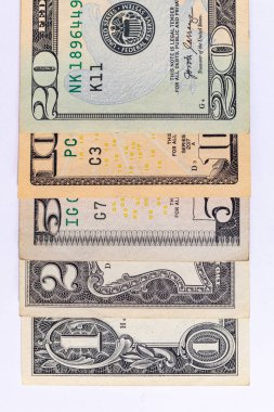 Birleşik Devletler 'in kağıt parası. Dolar banknotlarının parçaları.