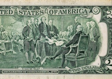 Amerika 'nın 2 dolarlık banknotu. Amerika 'nın kağıt parası. Doların bir parçası