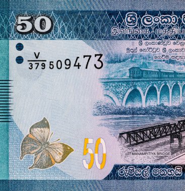 Banknote 50 rupi Sri Lanka, tasarım için parça. Sri Lanka 'nın Parası