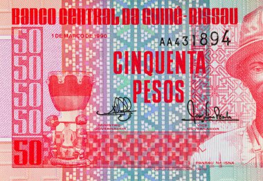 50 peso Gine-Bissau, tasarım için parça. Gine-Bissau 'nun kağıt parası..