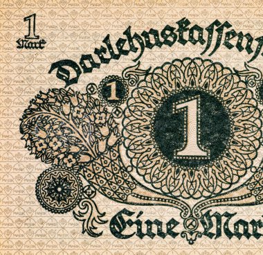 1 Alman mark 1920. Almanya 'nın eski kağıt parası.
