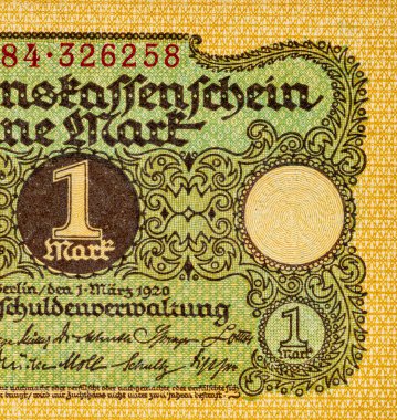 1 Alman mark 1920. Almanya 'nın eski kağıt parası.