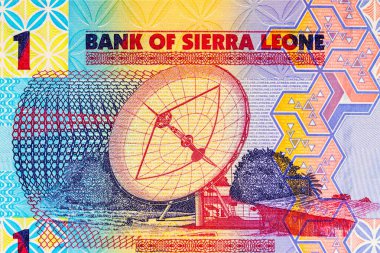 Banknote 1: Leone Sierra Leone telekomünikasyon uydu anteni görüntüsü. Para Sierra Leone