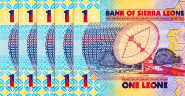 Banknote 1: Leone Sierra Leone telekomünikasyon uydu anteni görüntüsü. Para Sierra Leone