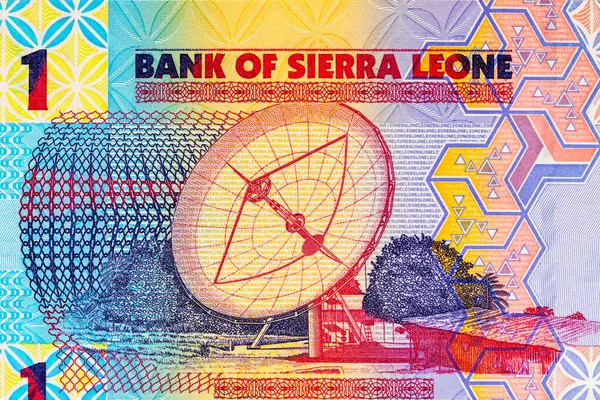 Banknote 1: Leone Sierra Leone telekomünikasyon uydu anteni görüntüsü. Para Sierra Leone