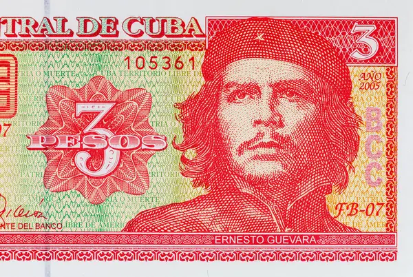 Ernesto Che Guevara 'nın portresiyle Küba' dan 3 peso. Küba 'nın antika parası
