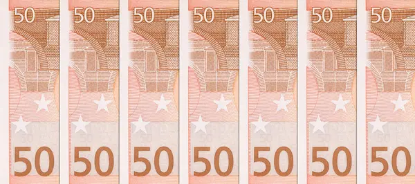 Tasarımcılar için 50 avroluk banknotun bir parçası. Avrupa Birliği kağıt parası.