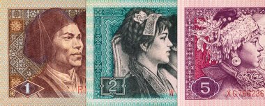 Banknote 1 Jiao. Tasarım için bir banknotun parçası. Çin 'in kağıt parası..