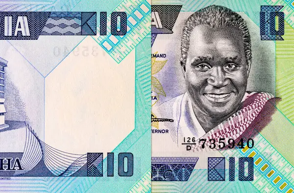 Banknote 10 kwacha Zambia ve Başkan Kenneth Kaunda 'nın portresi tasarım için. Zambiya ve Afrika 'nın parası