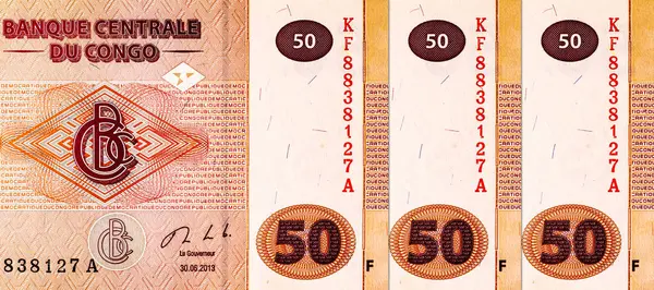 Tasarım için 50 Kongo frangı banknotu. Afrika ve Kongo 'nun kağıt parası..