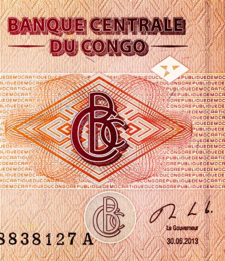 Tasarım için 50 Kongo frangı banknotu. Afrika ve Kongo 'nun kağıt parası..