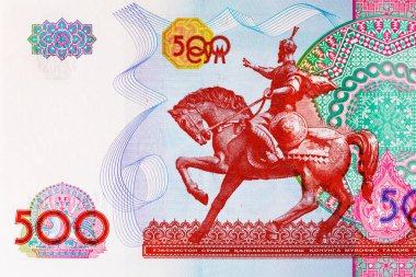 500 adet Özbekistan senedi, tasarım için bir parça. Özbekistan 'ın kağıt parası.