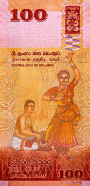 Banknote 100 rupi Sri Lanka, tasarım için parça. Sri 'nin parası