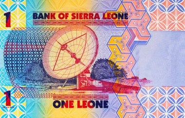 Banknote 1: Leone Sierra Leone telekomünikasyon uydu anteni görüntüsü. Para Sierra Leone