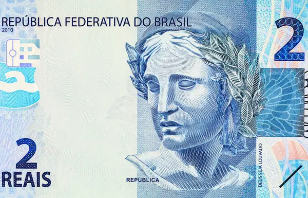 Banknote 2 Reais, Brezilya. Tasarımcılar için parça. Brezilya 'nın parası.