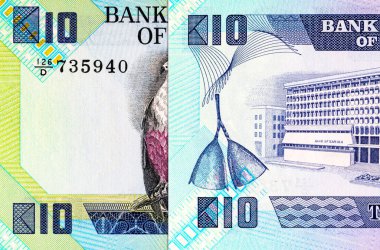 Banknote 10 kwacha Zambia ve Başkan Kenneth Kaunda 'nın portresi tasarım için. Zambiya ve Afrika 'nın parası