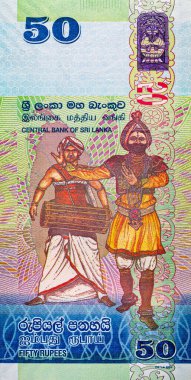 Banknote 50 rupi Sri Lanka, tasarım için parça. Sri Lanka 'nın Parası