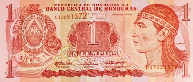 1 Lempira banknotu Honduras, 2014, tasarımcılar için bir parça. - Evet. Honduras parası.