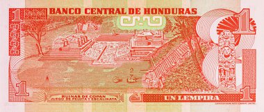 1 Lempira banknotu Honduras, 2014, tasarımcılar için bir parça. - Evet. Honduras parası.
