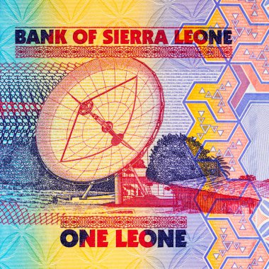 Banknote 1: Leone Sierra Leone telekomünikasyon uydu anteni görüntüsü. Para Sierra Leone