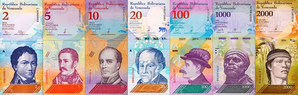 Venezuela Bolivar banknotu. Venezuela parası. Kağıt para arkaplanı.