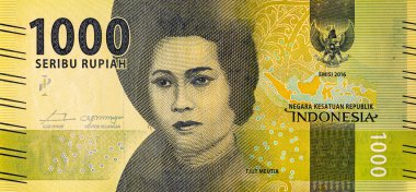 Banknote 1000 rupiah Endonezya, Tjut Meutia 'nın portresi, tasarım için. Endonezya 'nın parası.
