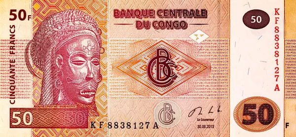 Tasarım için 50 Kongo frangı banknotu. Afrika ve Kongo 'nun kağıt parası..