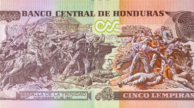 Honduras 'lı Banknote 5 Lempiras. Tasarımcılar için parça. Honduras 'ın kağıt parası..