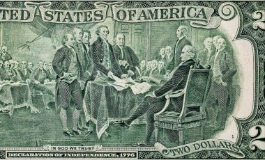 Amerika 'nın 2 dolarlık banknotu. Amerika 'nın kağıt parası. Doların bir parçası