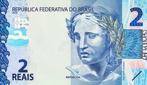 Banknote 2 Reais, Brezilya. Tasarımcılar için parça. Brezilya 'nın parası.