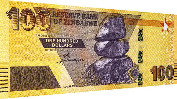 Zimbabwe 100 dolarlık banknot, tasarımcılar için bir parça. Zimbabwe kağıt para.