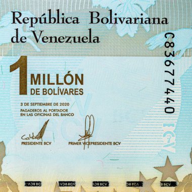 Venezuela 'nın 1000.000 Bolivaresi. Bir milyonluk banknotlar. Venezuela 'nın parası