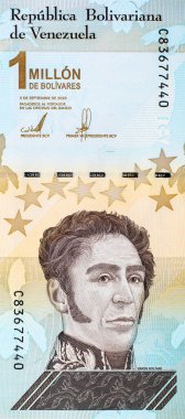 Venezuela 'nın 1000.000 Bolivaresi. Bir milyonluk banknotlar. Venezuela 'nın parası