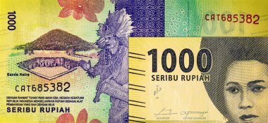 Banknote 1000 rupiah Endonezya, tasarım için parça. Endonezya 'nın parası