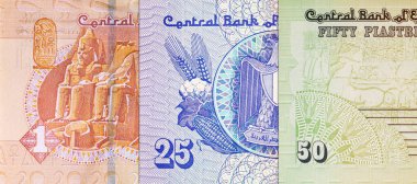 Mısır 'ın kağıt parası. Bir dizi Mısır banknotları.