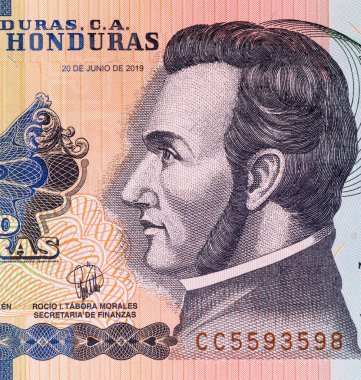 Honduras 'lı Banknote 5 Lempiras. Tasarımcılar için parça. Honduras 'ın kağıt parası..