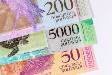 Venezuela Bolivar banknotu. Venezuela parası. Kağıt para arkaplanı.