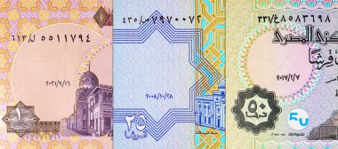 Mısır 'ın kağıt parası. Bir dizi Mısır banknotları.