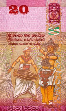 Banknote 20 rupi Sri Lanka, tasarım için parça. Sri Lanka 'nın Parası