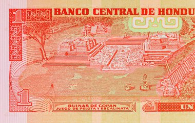 1 Lempira banknotu Honduras, 2014 Copan harabeleri. Honduras parası.