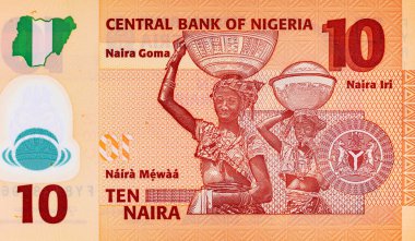 10 Naira Nijerya, 2019. Polimer parası. Nijerya ve Afrika 'nın parası.