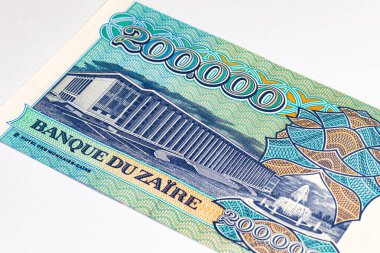 200 bin Zaires, Zaire, 1992, Zaire 'deki Hotel des Monnaies' in görüntüsüyle. Zaire 'nin eski kağıt parası.