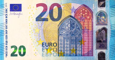 Avrupa Birliği 'nin 20 avroluk banknotu. Avrupa 'nın kağıt parası