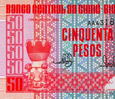 50 peso Gine-Bissau, tasarım için parça. Gine-Bissau 'nun kağıt parası..