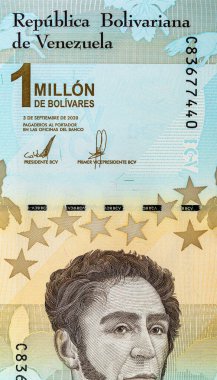 Venezuela 'nın 1000.000 Bolivaresi. Bir milyonluk banknotlar. Venezuela 'nın parası